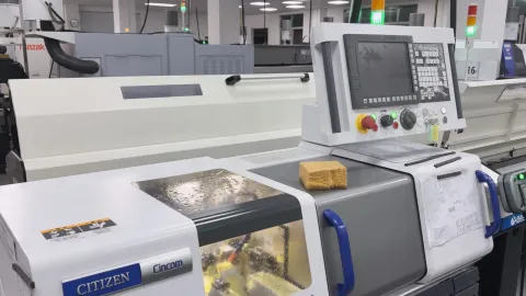 Citizen Cincom R04VI Swiss-type lathe at OUJI; representative machining photograph